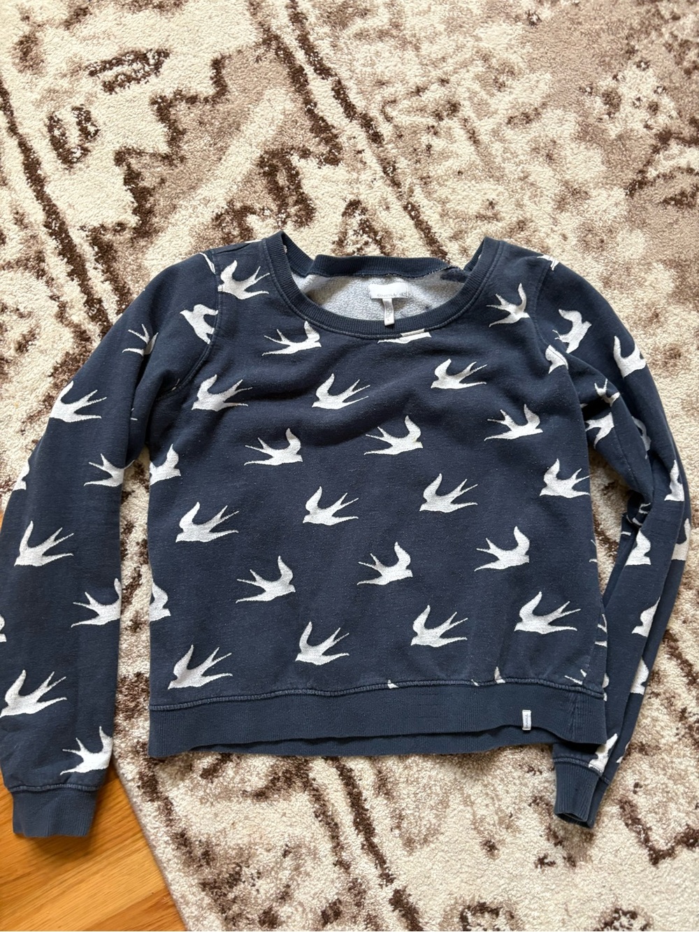 O'Neill Navy Blue Crewneck Sweater with White Bird Print